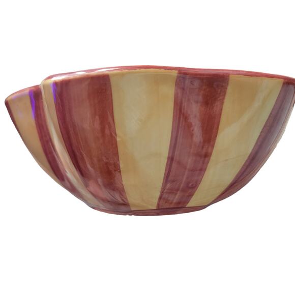 Gail Pittman Hand-Painted Canoe-Shaped Bowl – Striped Sides, Great Condition - Picture 5 of 11